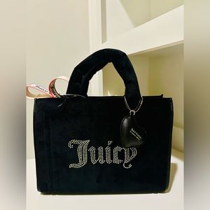 Juicy Couture Big Spender Tote Purse Velour Black NEW